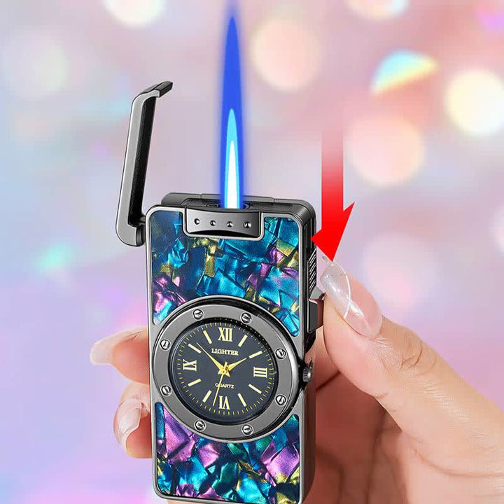 Time Flame Feuerzeug mit bunten Muscheln und Uhr - image 2