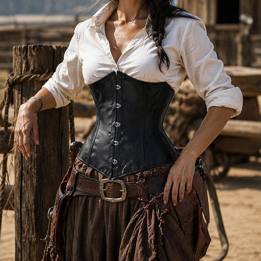 Western Cowgirl Satin-Korsett mit Stahlstäben, Taillenformer - image 0