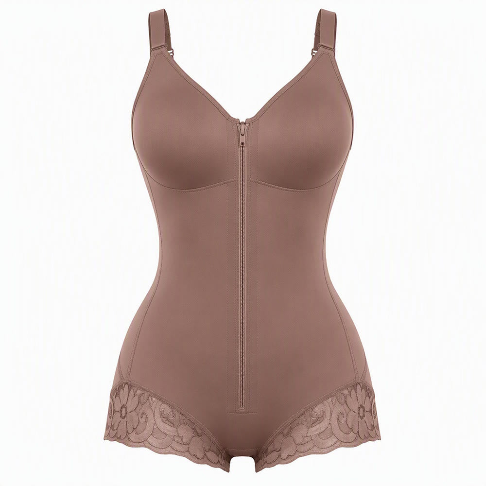 Damen-Taillenformer aus Polyamid mit mehreren Haken, Bauch- und Hüftstraffung, Figurformer - Grau-Lila - 3XL - image 2