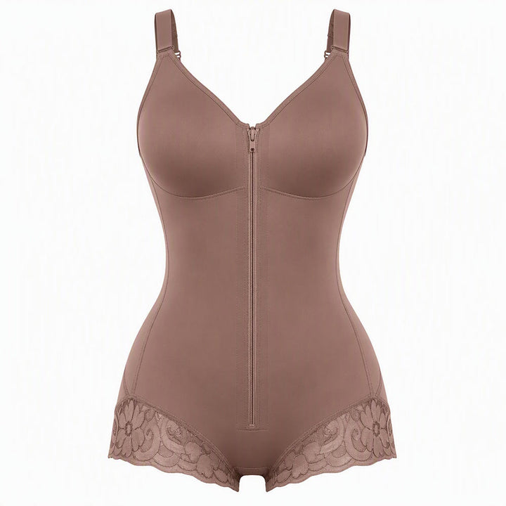 Damen-Taillenformer aus Polyamid mit mehreren Haken, Bauch- und Hüftstraffung, Figurformer - Grau-Lila - 3XL - image 2