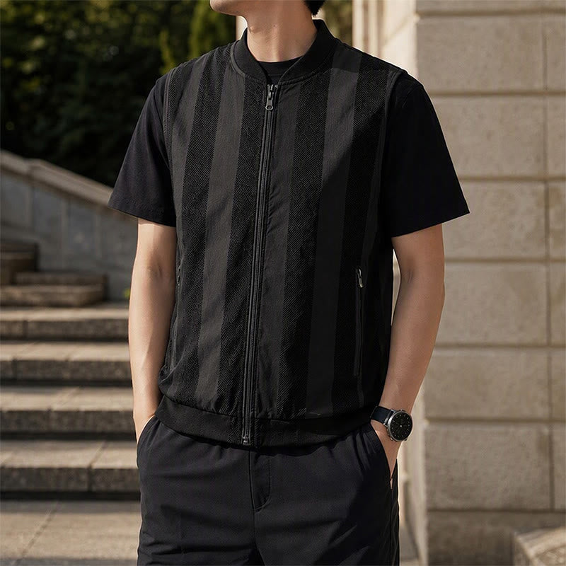 Leichte Herren-Weste aus durchsichtigem Mesh mit Reißverschluss, lässige Weste - Schwarz - 5XL - image 4