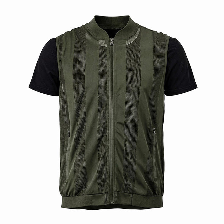 Leichte Herren-Weste aus durchsichtigem Mesh mit Reißverschluss, lässige Weste - Armeegrün - 5XL - image 16