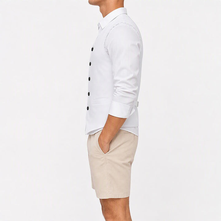 Minimalistische Herren-Freizeitweste aus Leinen-Baumwoll-Mischgewebe - image 3