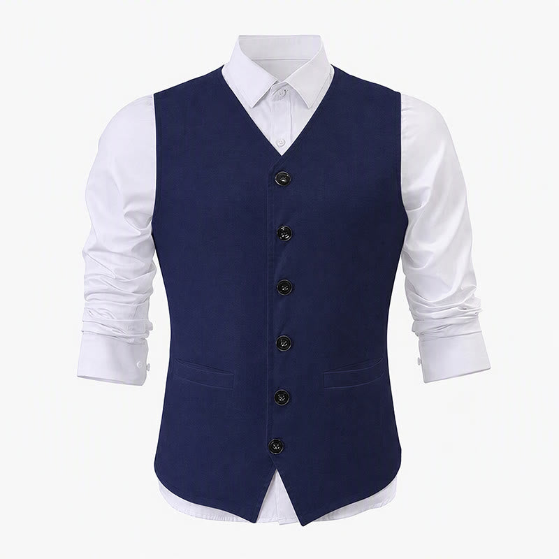 Minimalistische Herren-Freizeitweste aus Leinen-Baumwoll-Mischgewebe - image 14