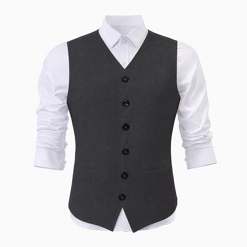 Minimalistische Herren-Freizeitweste aus Leinen-Baumwoll-Mischgewebe - image 13