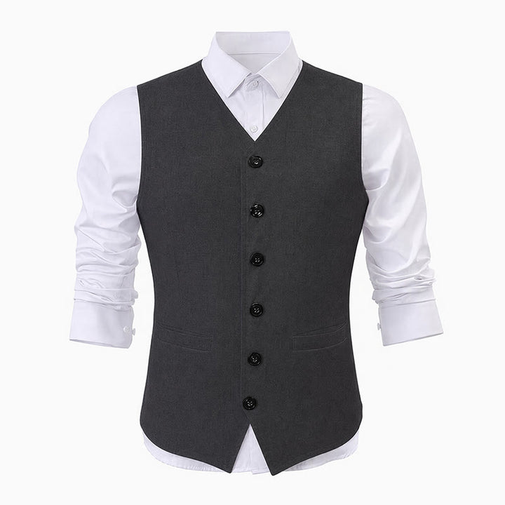 Minimalistische Herren-Freizeitweste aus Leinen-Baumwoll-Mischgewebe - image 13