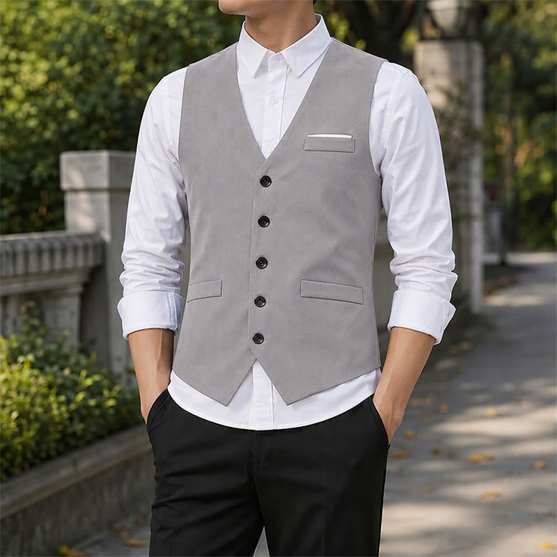 Britische Slim-Fit-Anzugweste für Herren, formelle Businessweste - Grau - 5XL - image 0