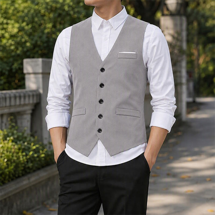 Britische Slim-Fit-Anzugweste für Herren, formelle Businessweste - Grau - 5XL - image 0