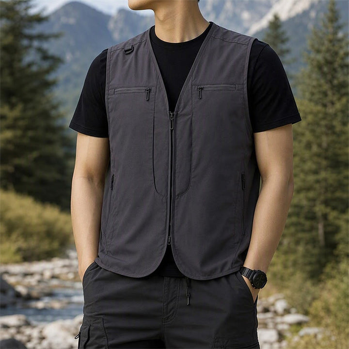 Herren Outdoor-Weste mit mehreren Reißverschlusstaschen, schnelltrocknend, vielseitig einsetzbar - Grau - 8XL - image 0