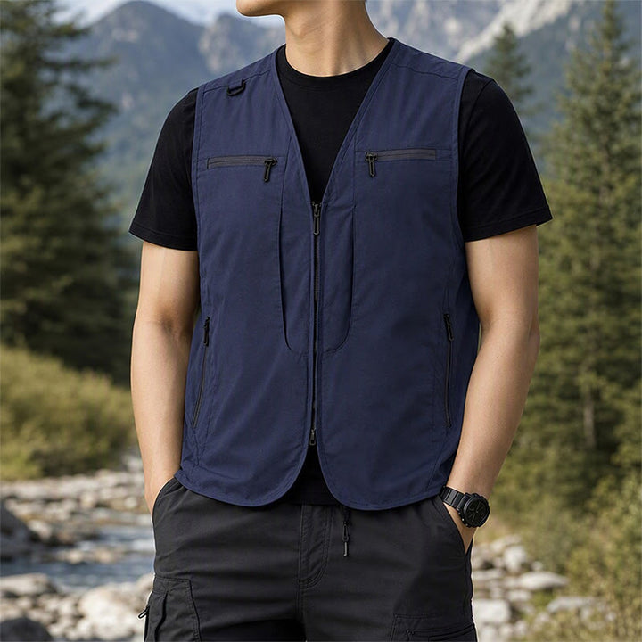 Herren Outdoor-Weste mit mehreren Reißverschlusstaschen, schnelltrocknend, vielseitig einsetzbar - Dunkelblau - 8XL - image 8