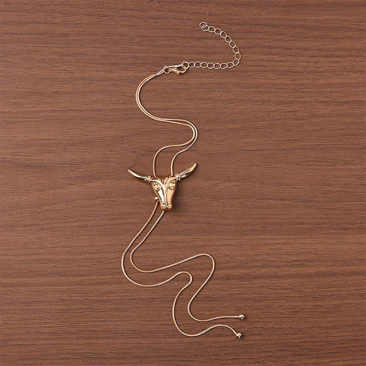 Taurus Lariat Longhorn Pull-Out Long Y-Shaped Bolo Necklace - image 3