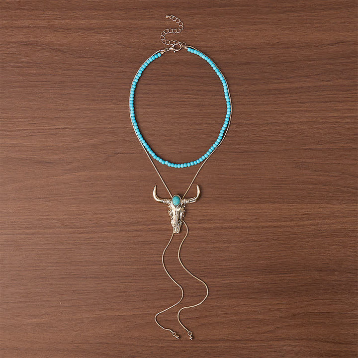 Desert Sky 2-lagige Perlen- und Longhorn-Y-förmige Bolo-Halskette - image 3