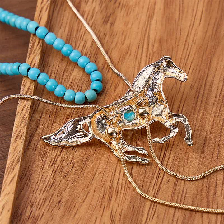 Wild Spirit Horse 2-lagige, perlenbesetzte Bolo-Halskette in Y-Form - image 2