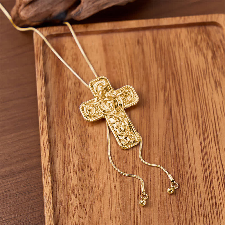 Bolo-Halskette mit eingraviertem Y-förmigem Muster, Motiv: Cowboy Faith & Horns - Gold - image 4
