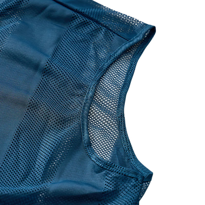 Leichte Herren-Weste aus durchsichtigem Mesh mit Reißverschluss, lässige Weste - image 7