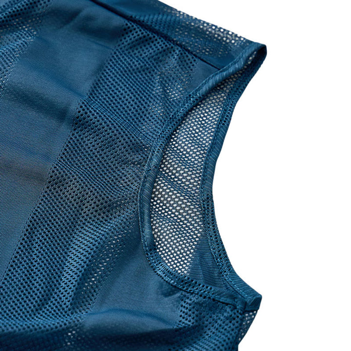 Leichte Herren-Weste aus durchsichtigem Mesh mit Reißverschluss, lässige Weste - image 7