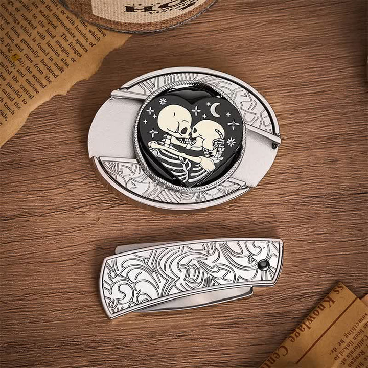 Gothic Hug Skelettliebhaber DIY Verstecktes Klappmesser Schnalle Ledergürtel - image 10
