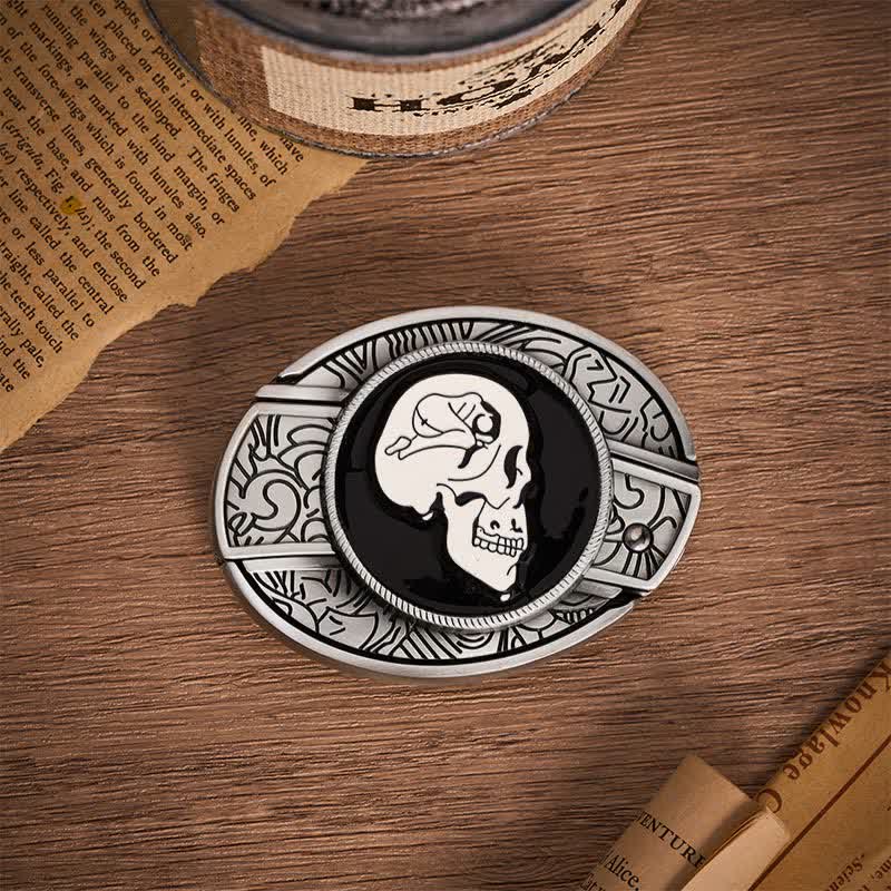 Der Traum vom Totenkopf Surrealistische Kunst DIY Verstecktes Klappmesser Schnalle Ledergürtel - image 9
