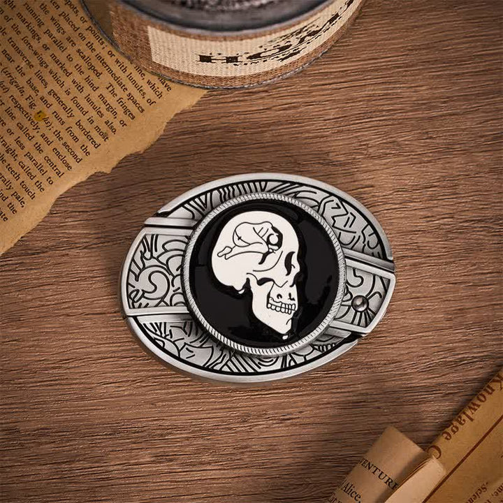 Der Traum vom Totenkopf Surrealistische Kunst DIY Verstecktes Klappmesser Schnalle Ledergürtel - image 9
