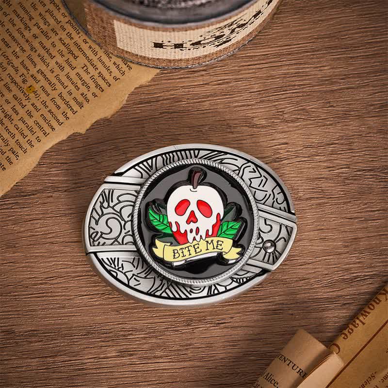 "BEISS MICH" Giftapfelschädel DIY Verstecktes Klappmesser Schnalle Ledergürtel - image 8