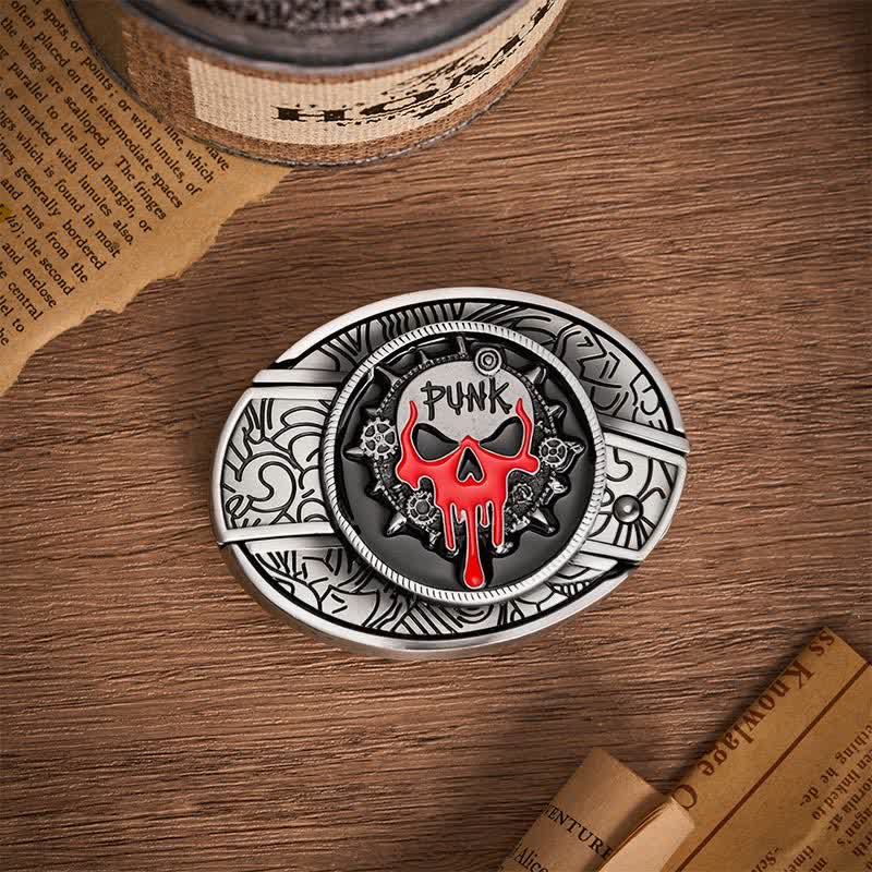 Blood Punk Totenkopf DIY Verstecktes Klappmesser Schnalle Ledergürtel - image 9