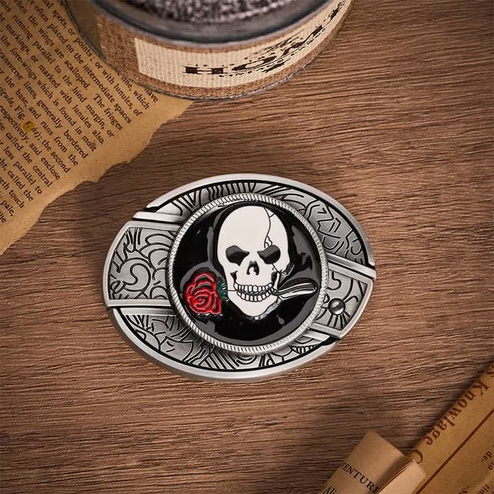 Gothic Totenkopf Rosenkuss DIY Verstecktes Klappmesser Schnalle Ledergürtel - image 9