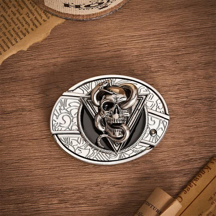 Dreieckiger Dämonen-Schlangenschädel DIY Verstecktes Klappmesser Schnalle Ledergürtel - image 9