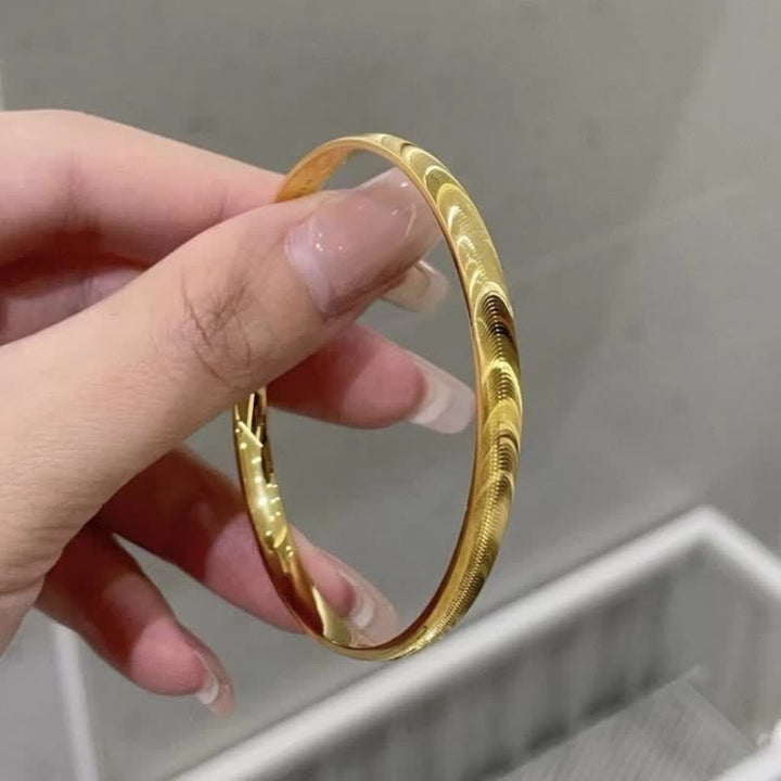 Minimalistisches, wellenförmiges, offenes Armband aus Silber - Gold - image 9
