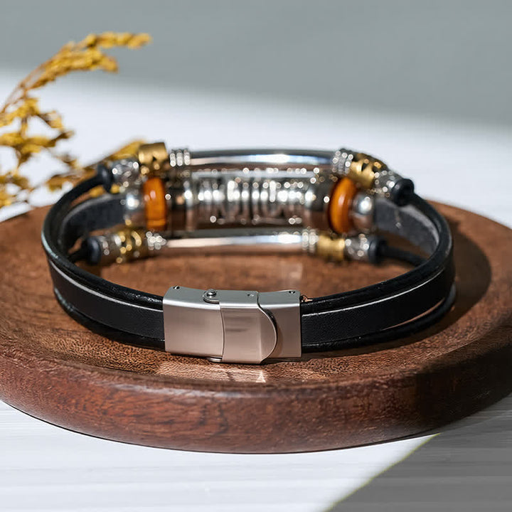 Punk Retro hohles Armband aus Legierungsperlen und Leder, mehrsträngig - image 5