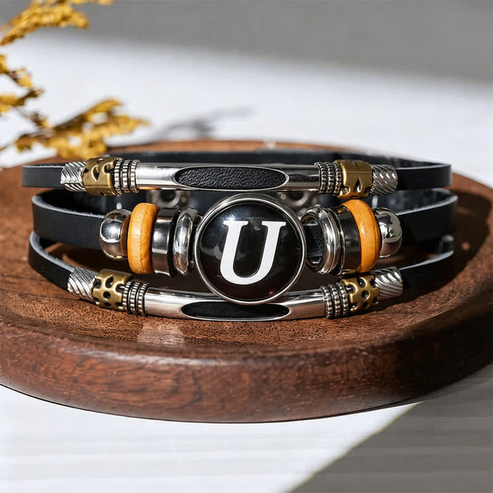 26 Initialen Zeit Edelstein Lederarmband - Buchstabe U - image 25
