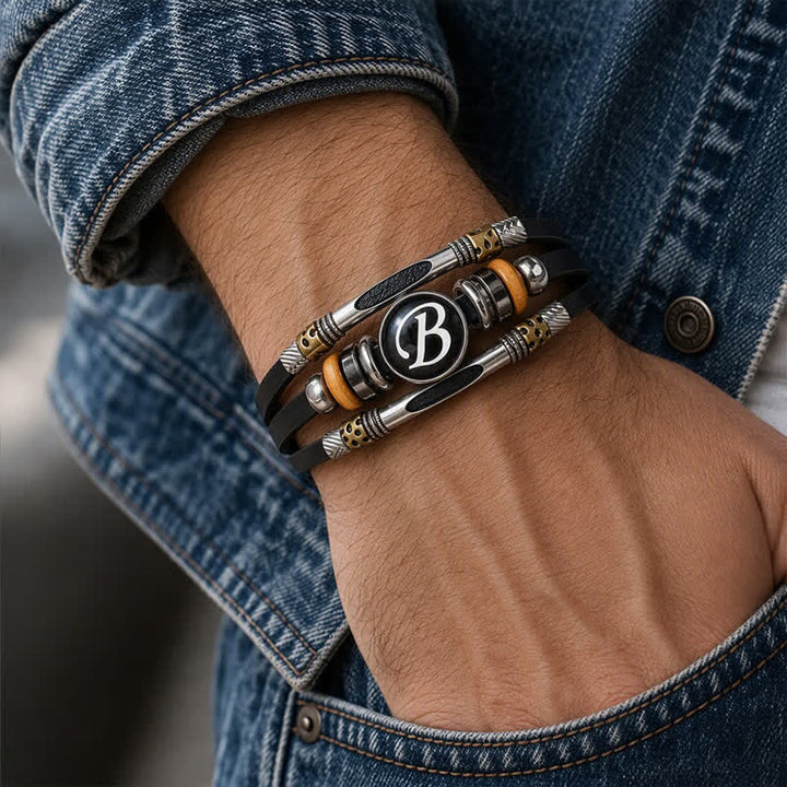26 Initialen Zeit Edelstein Lederarmband - image 1