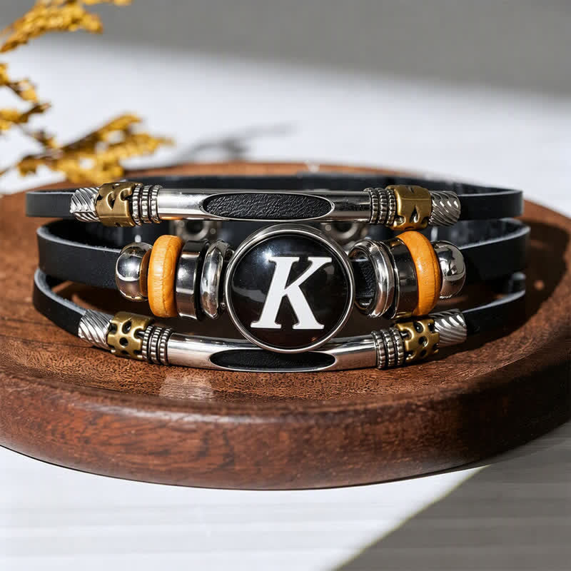 26 Initialen Zeit Edelstein Lederarmband - Buchstabe K - image 15