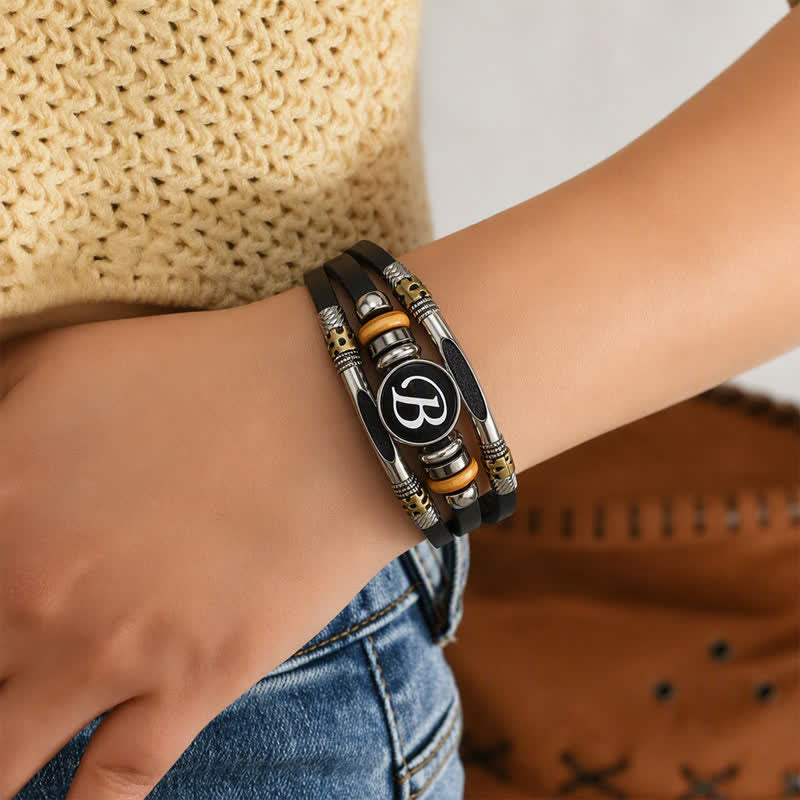 26 Initialen Zeit Edelstein Lederarmband - image 2