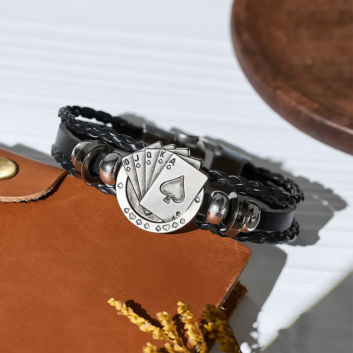 Lederarmband mit Royal Flush Poker-Spielkarten - image 5