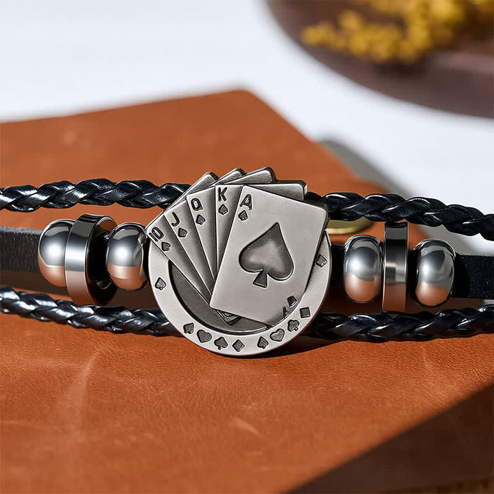 Lederarmband mit Royal Flush Poker-Spielkarten - image 4