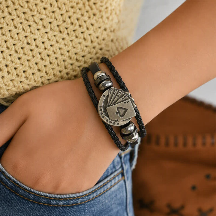 Lederarmband mit Royal Flush Poker-Spielkarten - image 2