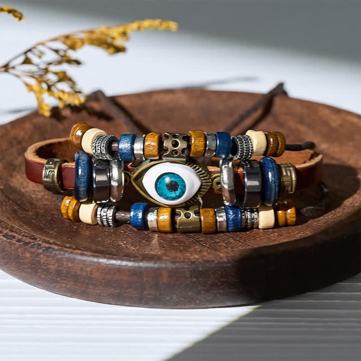 Bohemian Mehrlagiges Vintage-Ethno-Stapelarmband aus Leder - Stil Nr. 3 - image 6