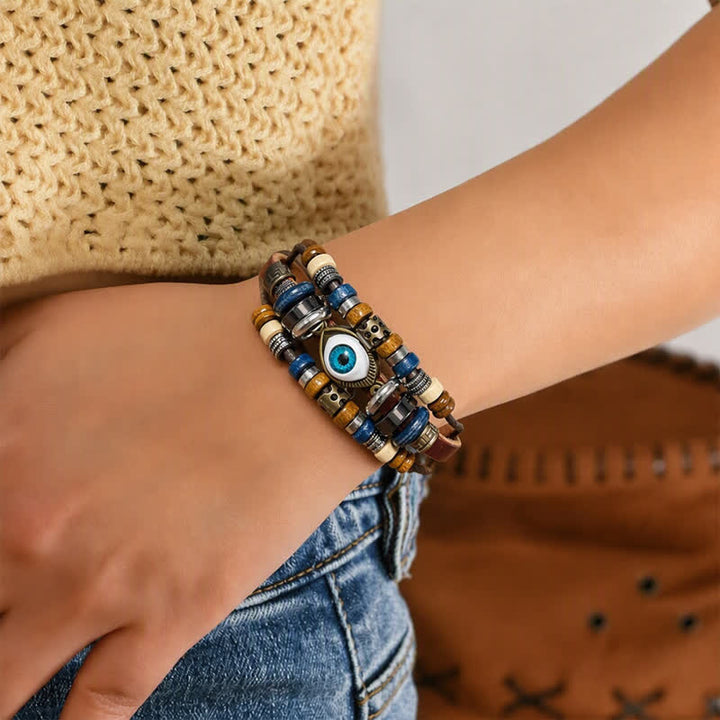 Bohemian Mehrlagiges Vintage-Ethno-Stapelarmband aus Leder - image 8