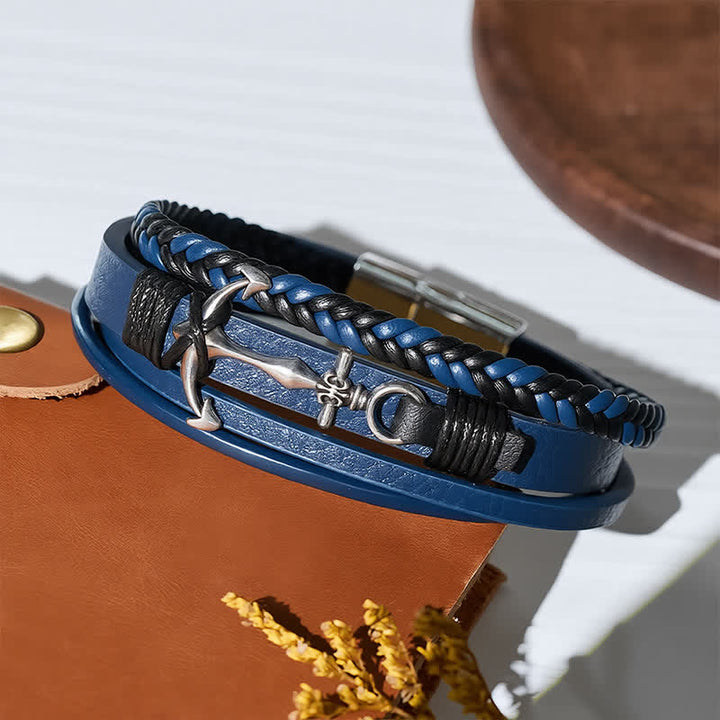Nautisches Anker-Lederarmband mit verstellbarem Druckknopf - image 6