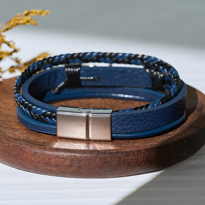 Nautisches Anker-Lederarmband mit verstellbarem Druckknopf - image 5