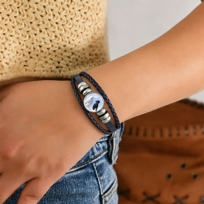 Armband mit Pferdekopfanhänger aus Glasperlen, verstellbar, aus Leder - image 2