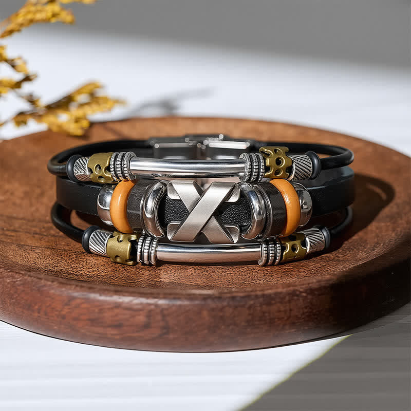 Vintage Punk Edelstahl-Uhrenschließe, Armband aus Leder - image 5