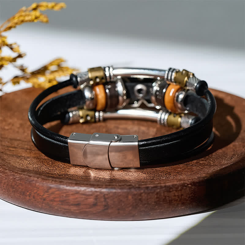 Vintage Punk Edelstahl-Uhrenschließe, Armband aus Leder - image 6
