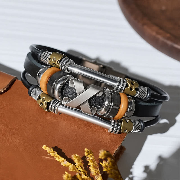 Vintage Punk Edelstahl-Uhrenschließe, Armband aus Leder - image 4