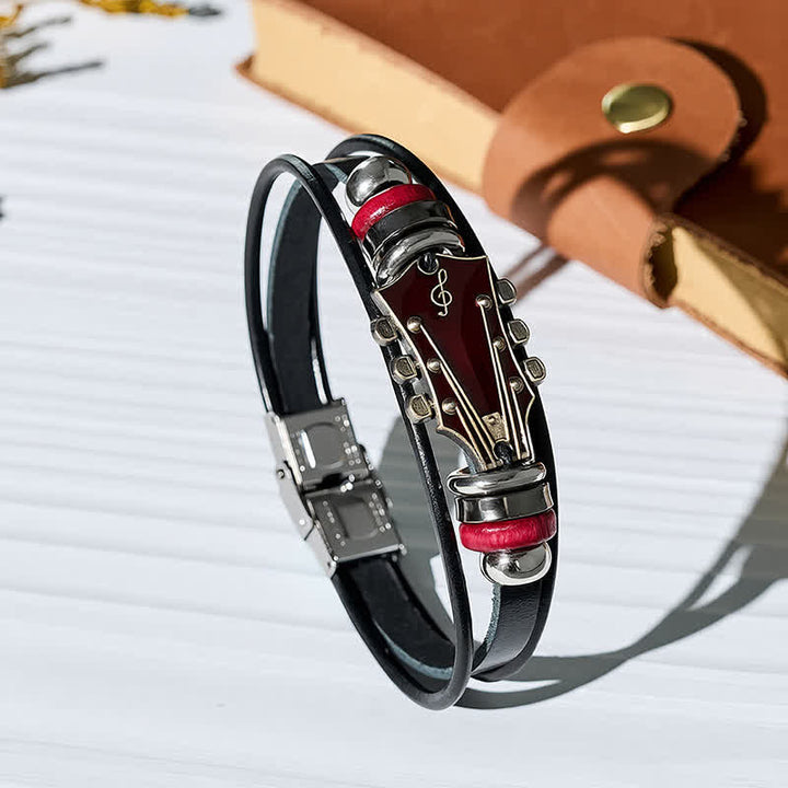 Armband aus Leder für E-Gitarrenkopf aus einer Legierung - Rot - image 12