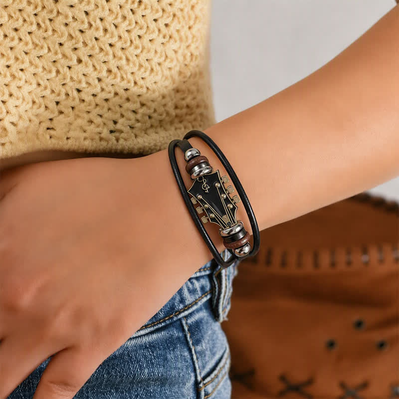 Armband aus Leder für E-Gitarrenkopf aus einer Legierung - image 2