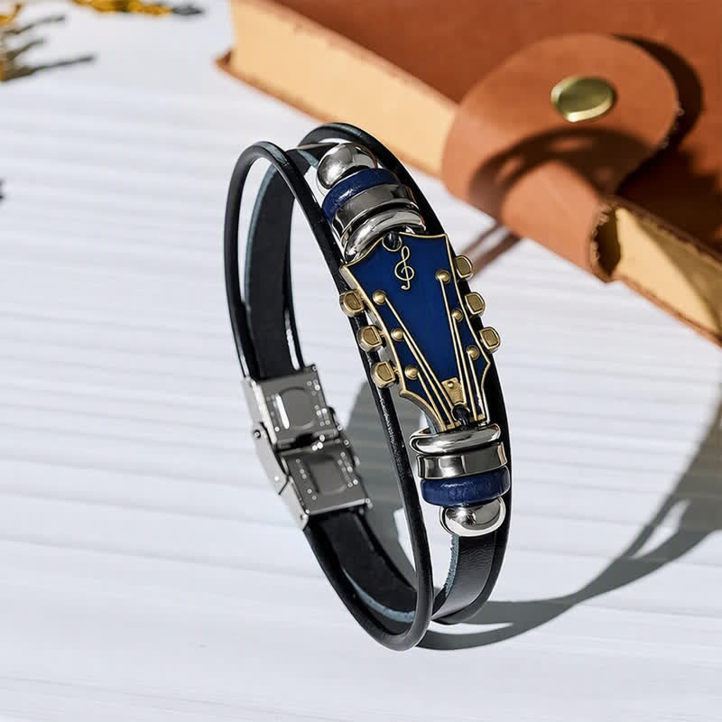 Armband aus Leder für E-Gitarrenkopf aus einer Legierung - Blau - image 7