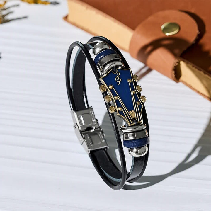 Armband aus Leder für E-Gitarrenkopf aus einer Legierung - Blau - image 7