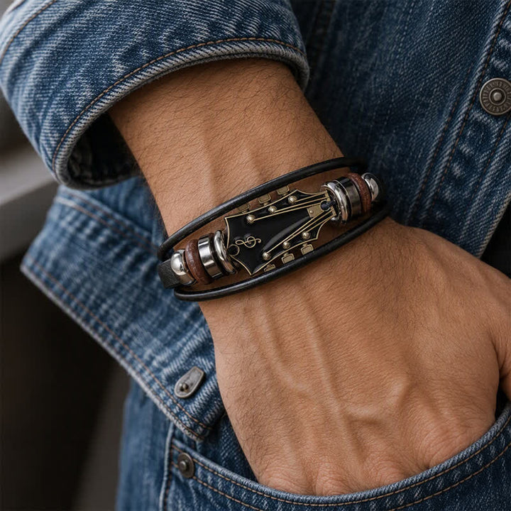 Armband aus Leder für E-Gitarrenkopf aus einer Legierung - image 1