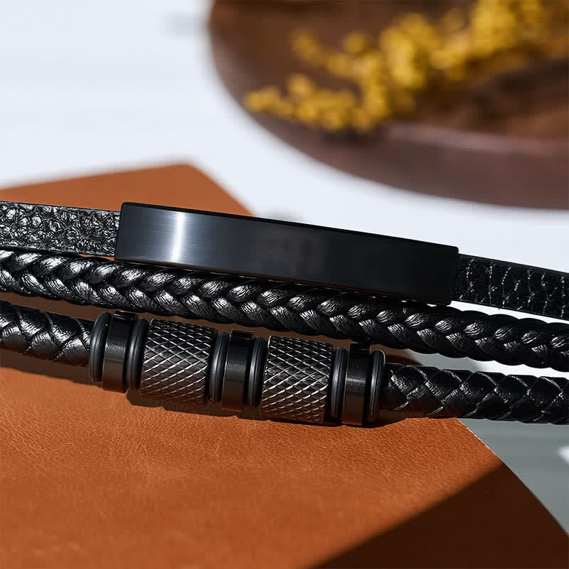 Minimalistisches geometrisches mehrsträngiges geflochtenes Lederarmband - image 7